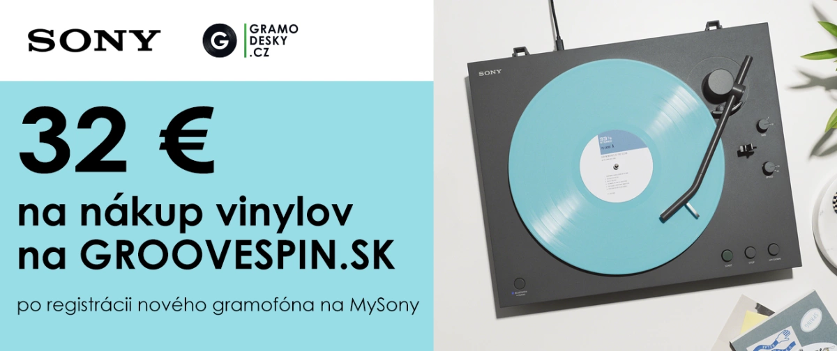 32 € na nákup vinylov  na GROOVESPIN.SK po registrácii nového gramofóna na MySony