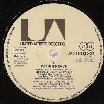LP A Band Called "O": Within Reach