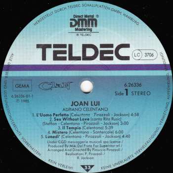 LP Adriano Celentano: Joan Lui (Soundtrack)