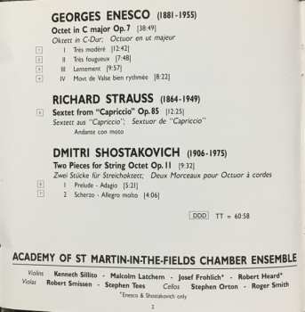CD Academy Of St. Martin-in-the-Fields Chamber Ensemble: Enesco - Octet, Strauss - Sextet From Capriccio, Shostakovich - Two Pieces For String Orchestra