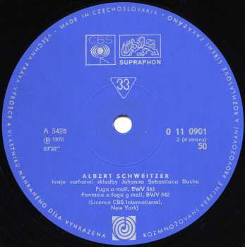 2LP/Box Set Albert Schweitzer: Hraje Bacha (2xLP + BOX + BOOKLET)