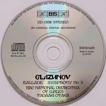 CD Alexander Glazunov: Symphony No. 3 / Ballade