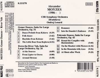 CD Alexander Moyzes: Gemer Dances; Down The River Vah; Pohronie Dances