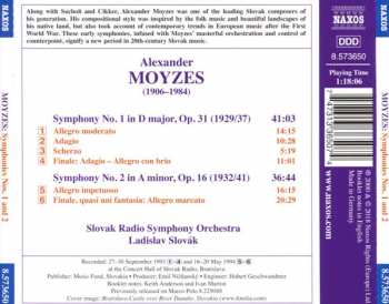 CD Alexander Moyzes: Symphonies Nos 1 and 2