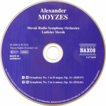 CD Alexander Moyzes: Symphonies Nos 1 and 2