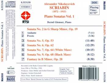 CD Alexander Scriabine: Piano Sonatas Vol. 1 (Nos. 2, 5, 6, 7 And 9 / Fantasy In B Minor)