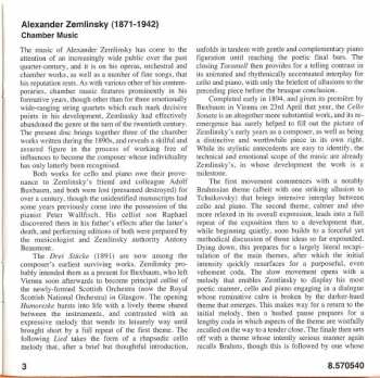 CD Alexander Von Zemlinsky: Cello Sonata • Three Pieces For Cello And Piano • Trio For Clarinet, Cello And Piano