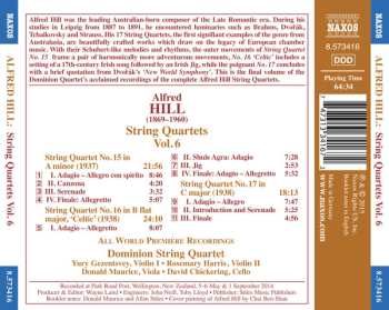 CD Alfred Hill: String Quartets Vol. 6