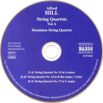 CD Alfred Hill: String Quartets Vol. 6