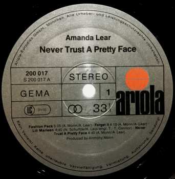 LP Amanda Lear: Never Trust A Pretty Face