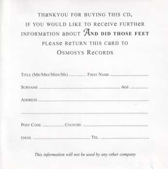 CD And Did Those Feet: Hymn For A Glad Tomorrow