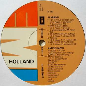 LP André Hazes: 'n Vriend