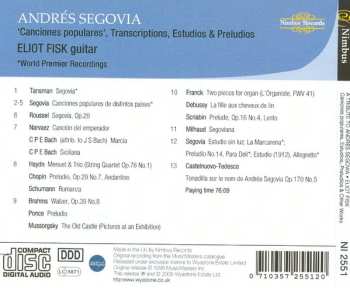 CD Andrés Segovia: A Tribute To Andrés Segovia: 'Canciones Populares', Transcriptions, Estudios & Preludes