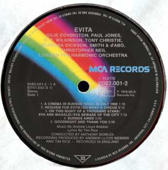 2LP Andrew Lloyd Webber And Tim Rice: Evita