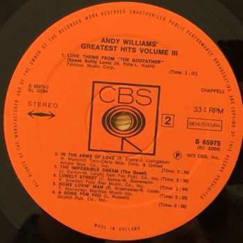 LP Andy Williams: Greatest Hits Vol. 3