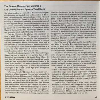 CD Manuel Vilas: The Guerra Manuscript, Volume 6: 17th Century Secular Spanish Vocal Music