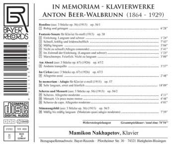 CD Anton Beer-Walbrunn: In Memoriam - Klavierwerke