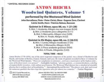 CD Anton Reicha: Woodwind Quintets Volume 1: opus 88. nos. 1 & 2
