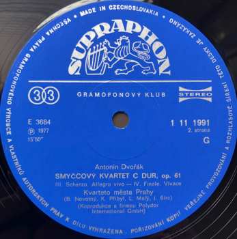 3LP/Box Set Antonín Dvořák: Smyčcové Kvartety