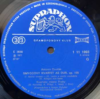 3LP/Box Set Antonín Dvořák: Smyčcové Kvartety
