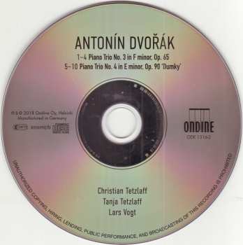 CD Antonín Dvořák: Piano Trios Nos 3 & 4, 'Dumky'