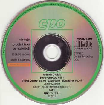 2CD Antonín Dvořák: String Quartets Vol. 1