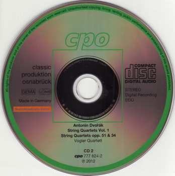 2CD Antonín Dvořák: String Quartets Vol. 1