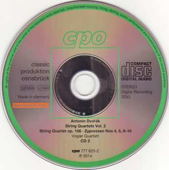 2CD Antonín Dvořák: String Quartets Vol. 2
