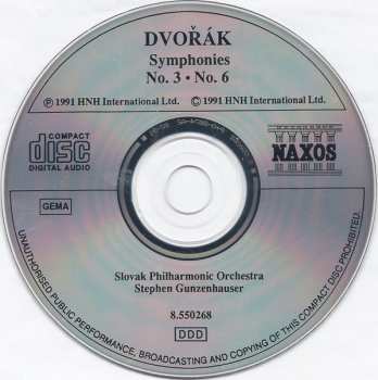 CD Antonín Dvořák: Symphonies No. 3, Op. 10 • No. 6, Op. 60