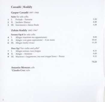 CD Gaspar Cassadó: Antonio Meneses - Cassadó | Kodály
