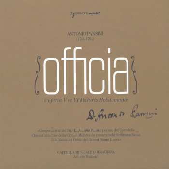 CD Antonio Pansini: Officia In Fera V Et VI Maioris Hebdomadae