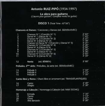 2CD Antonio Ruiz Pipó: Obra Completa Para Guitarra = Complete Works For Guitar