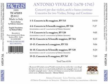 CD Antonio Vivaldi: Concerti Per Due Violini, Archi E Basso Continuo