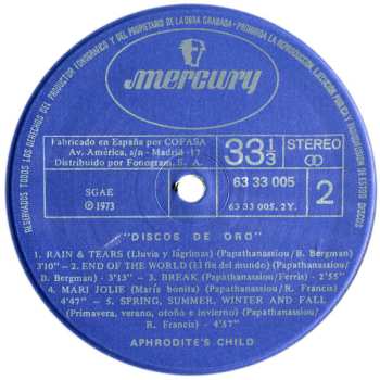 LP Aphrodite's Child: Disco De Oro