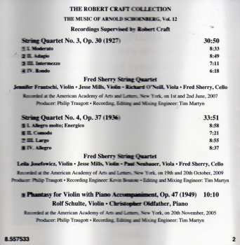 CD Arnold Schoenberg: String Quartets Nos. 3 & 4 - Phantasy For Violin With Piano Accompaniment