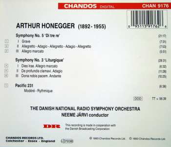 CD Arthur Honegger: Symphony No. 5 'Di Tre Re' / Symphony 3 'Litergique' / Pacific 231