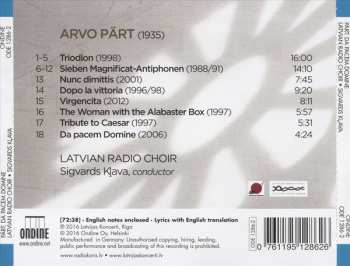 CD Arvo Pärt: Da Pacem Domine