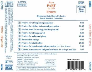 CD Arvo Pärt: Fratres • Festina Lente • Summa • Cantus In Memory Of Benjamin Britten
