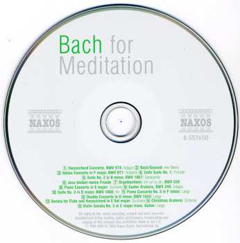 CD Johann Sebastian Bach: Bach For Meditation