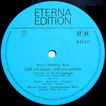 LP Johann Sebastian Bach: Laßt Uns Sorgen, Laßt Uns Wachen, Herkules Auf Dem Scheidewege - Dramma Per Musica BWV 213