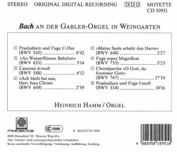 CD Johann Sebastian Bach: Bach An Der Gabler-Orgel In Weingarten