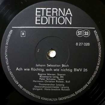 LP Johann Sebastian Bach: Kantaten / Gottes Zeit Ist Die Allerbeste Zeit BWV 106 / Ach Wie Flüchtig, Ach Wie Nichtig BWV 26