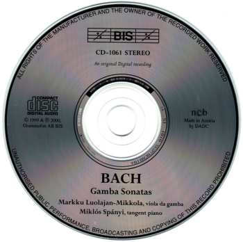 CD Johann Sebastian Bach: Gamba Sonatas