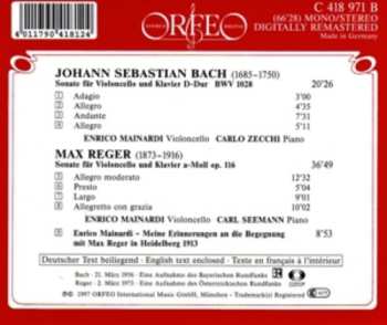 CD Johann Sebastian Bach: Sonate D-Dur BWV 1028 / Sonate A-Moll Op. 116 