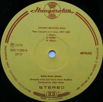 LP Johann Sebastian Bach: Piano Concertos