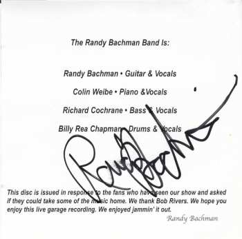 CD Randy Bachman: Bob's Garage / Live LTD