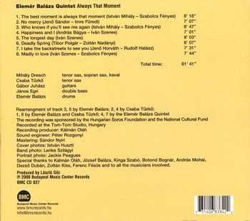 CD Balázs Elemér Quintet: Always That Moment