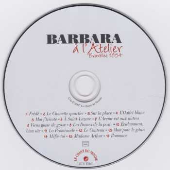 CD Barbara: À L'Atelier, Bruxelles 1954 DIGI