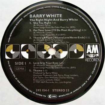 LP Barry White: The Right Night & Barry White