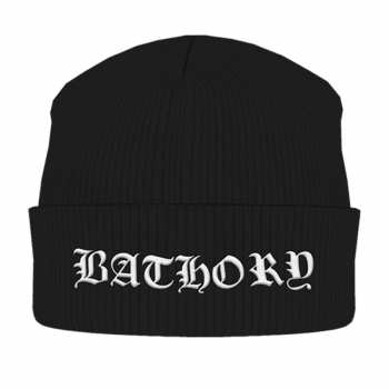 Merch Bathory: Čepice White Logo Bathory Vyšívaná